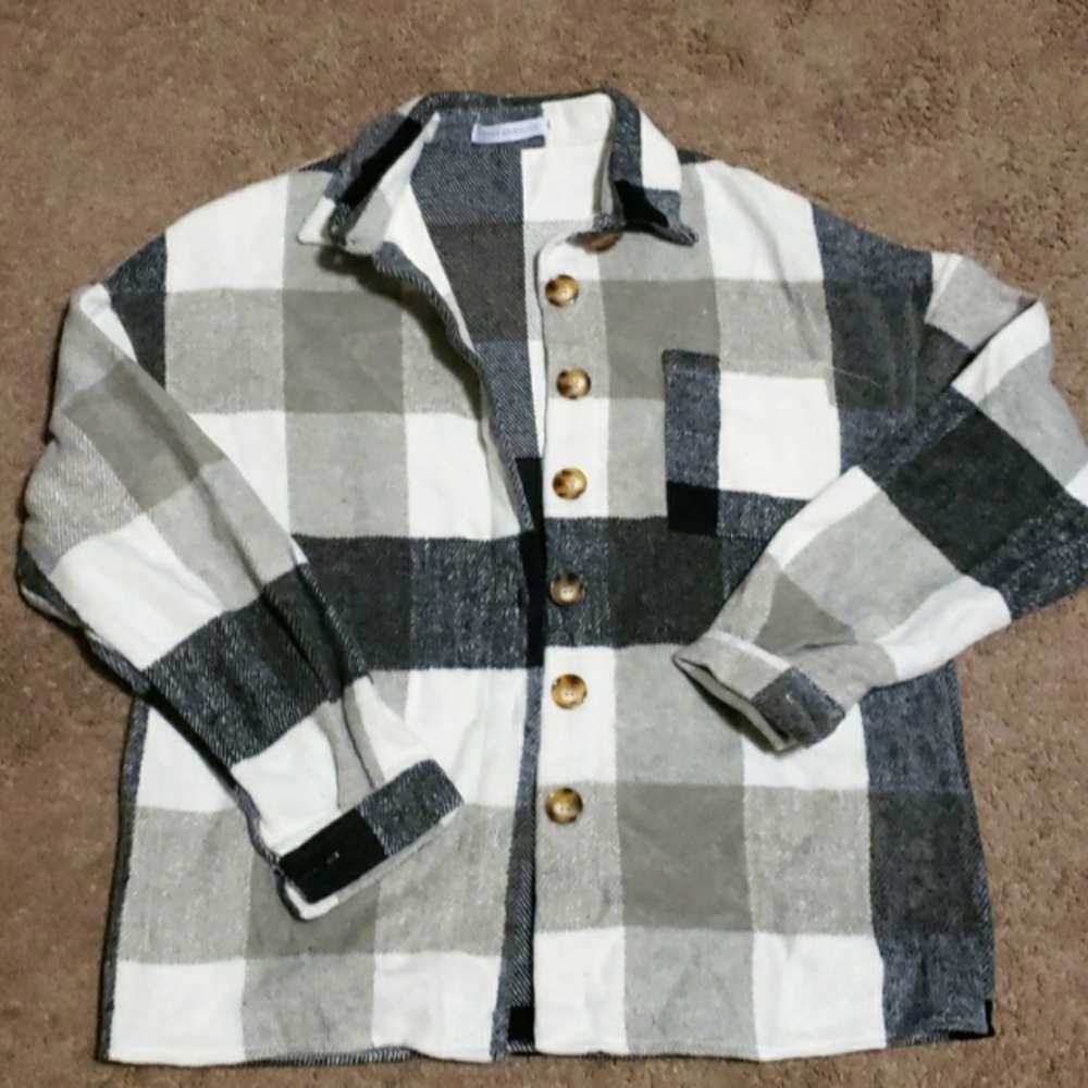 Plaid long sleeve "shacket"